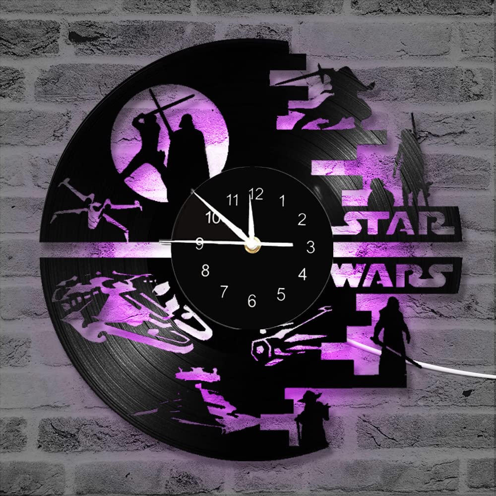 LED Vinyl Record Wall Clock LED Wall Clock LED Night Light Lamp 7 Colors Change with Remote Controller 12 inch Home Decor Wall Art