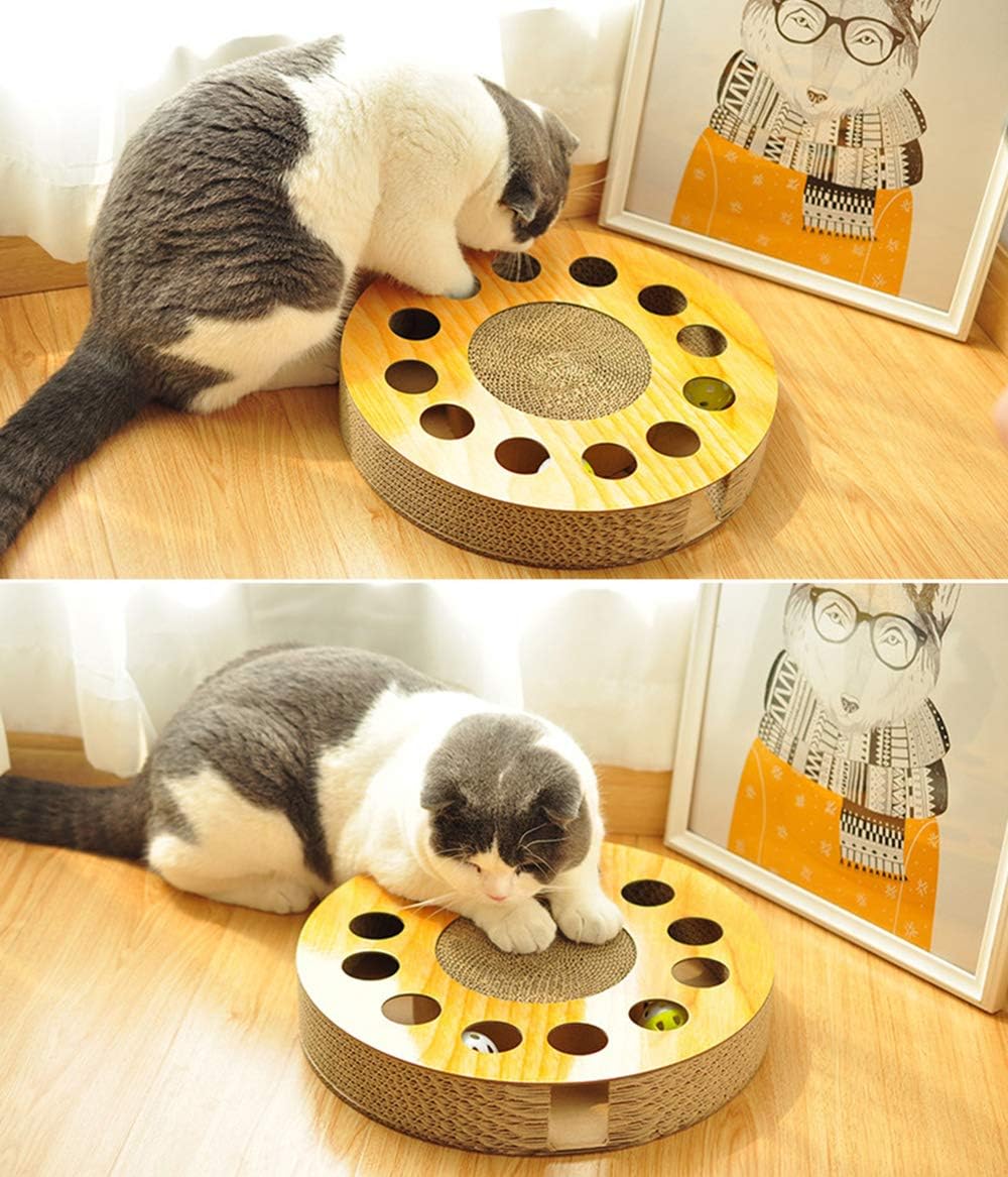 Cat Toy with Sturdy Scratching Pads and 2 Jingly Balls for All Ages of Cats : Kitchen & Dining