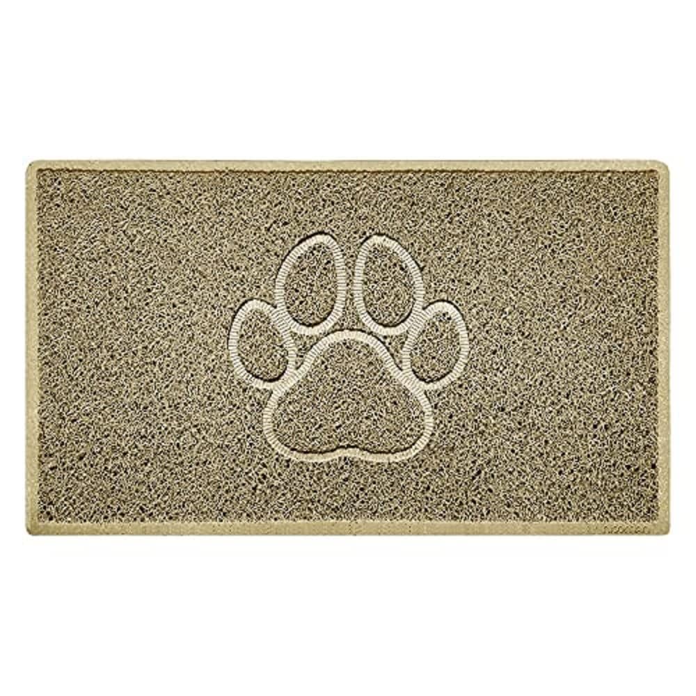 Nicoman Paw Embossed Shape Indoor Outdoor Dirt-Trapper Door Mat Washable Barrier Heavy Duty Doormat - (Watertight Rubber-Back, Medium, Beige, 75 x 44cm)