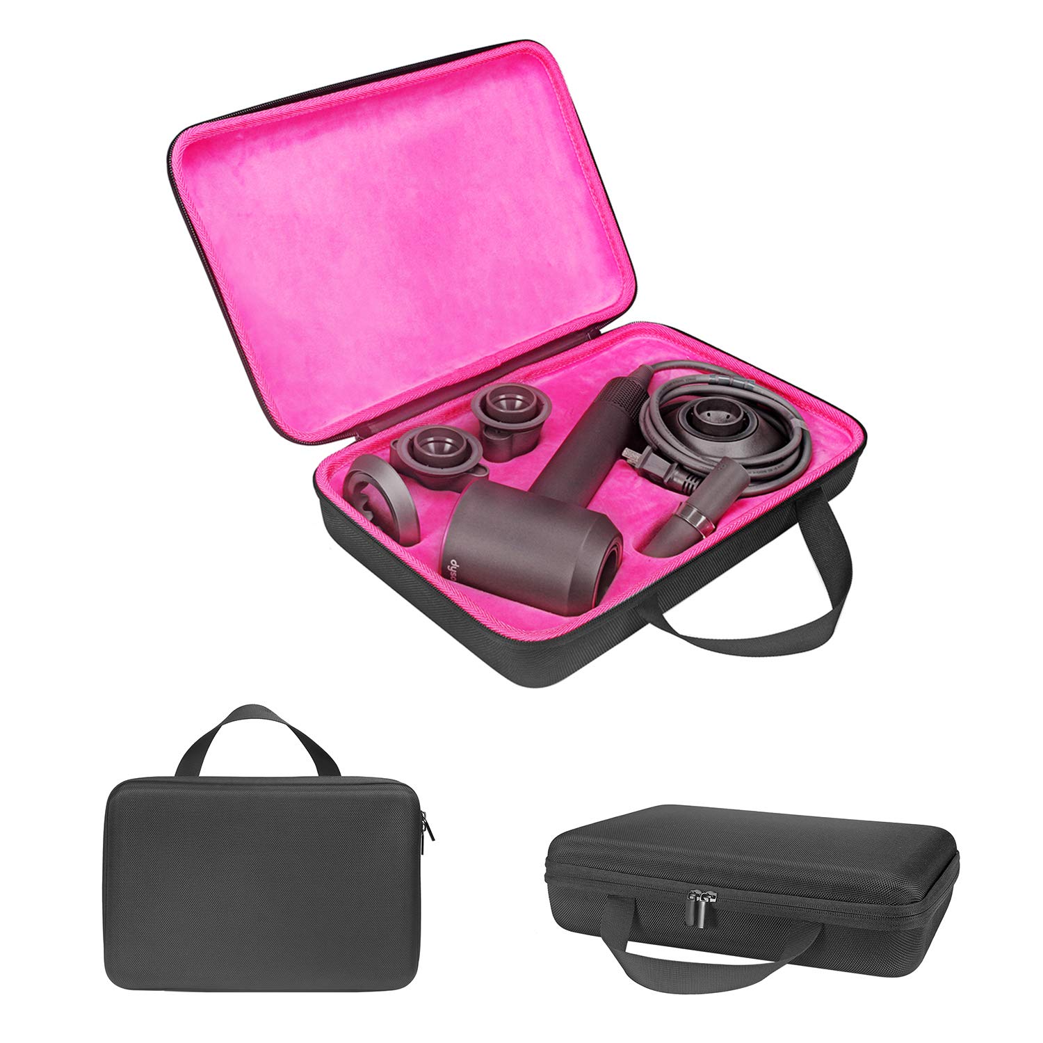 Hosoncovy Groove Deign Hard Carrying Case Travel Case Storage Bag Hair Dryer Holder Organizer Protective Case for Dyson Supersonic Hair Dryer HD01 HD03 and Nozzles (Black)