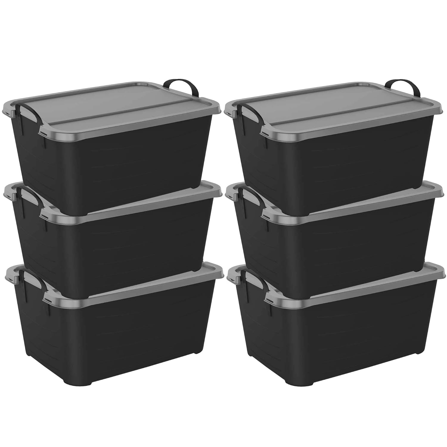 Life Story Black Stackable Closet & Storage Box 55 Quart Containers, (6 Pack)