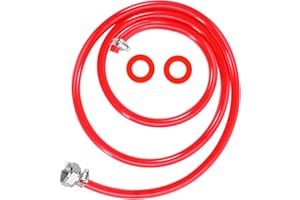 WELLBOM 5FT Beer CO2 Gas Line with Barb Fitting Connector, 5/16" ID 9/16" OD Red Keg Gas Lines for Brewing Beer Keg Tap Tower, D Keg Coupler