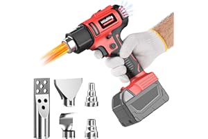 Cordless Heat Shrink Gun for Milwaukee 18v Battery, Mtiolhig Protable Battery Powered Heat Gun Maximum 1022℉ with 5pcs Nozzle