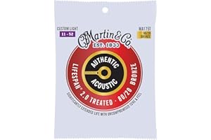 Martin Authentic Acoustic Guitar Strings, Lifespan 2.0 Treated, Custom Light, 80/20 Bronze