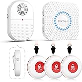 CallToU Wireless Caregiver Pager Call Button for Hard of Hearing Waterproof 500+ FT Nurse Alert System Elderly Monitoring Patient/Seniors 3 Panic Button 1 Plug-in 1 Vibration Receiver