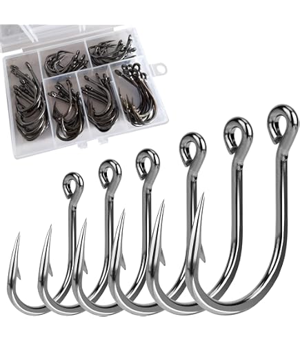 Hameçons Requin En Acier Inoxydable Forgé – Lot De 10, Tailles 5/0 à 13/0, Pour Gros Poissons