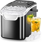 COWSAR Ice Maker Countertop, Portable Self-Cleaning Ice Machine, 26.5lbs/24Hrs, 8 Bullet Ice Cubes in 6 Mins, with Ice Basket and Scoop, Quiet Mini Ice Makers for Home, Kitchen, Bar, Camping