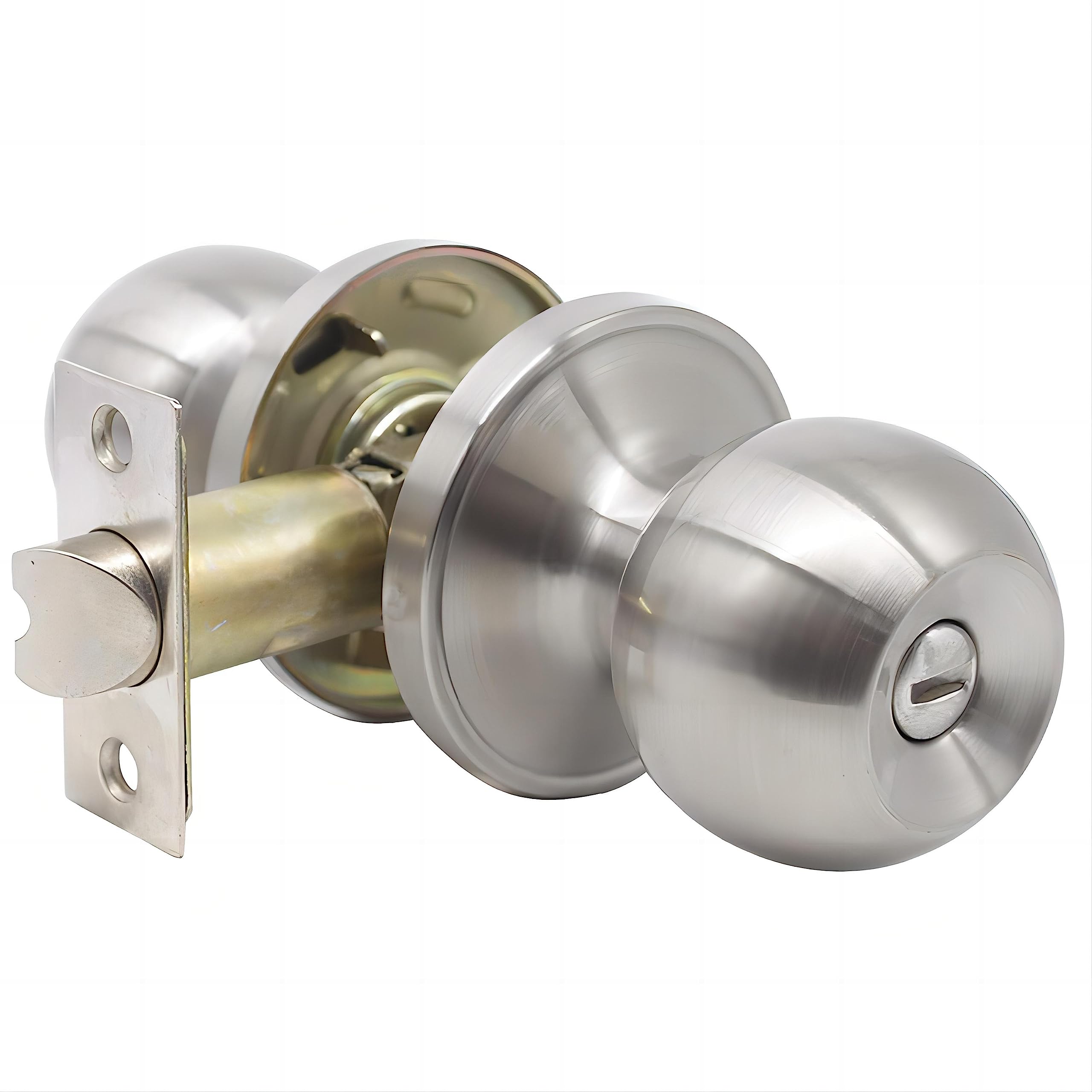 Qrity Entracne Passage Door Handle Lock Knobs Lockset - No Keys - Copper Lock Core - Latch Size 60/70mm - Can be Locked Inside