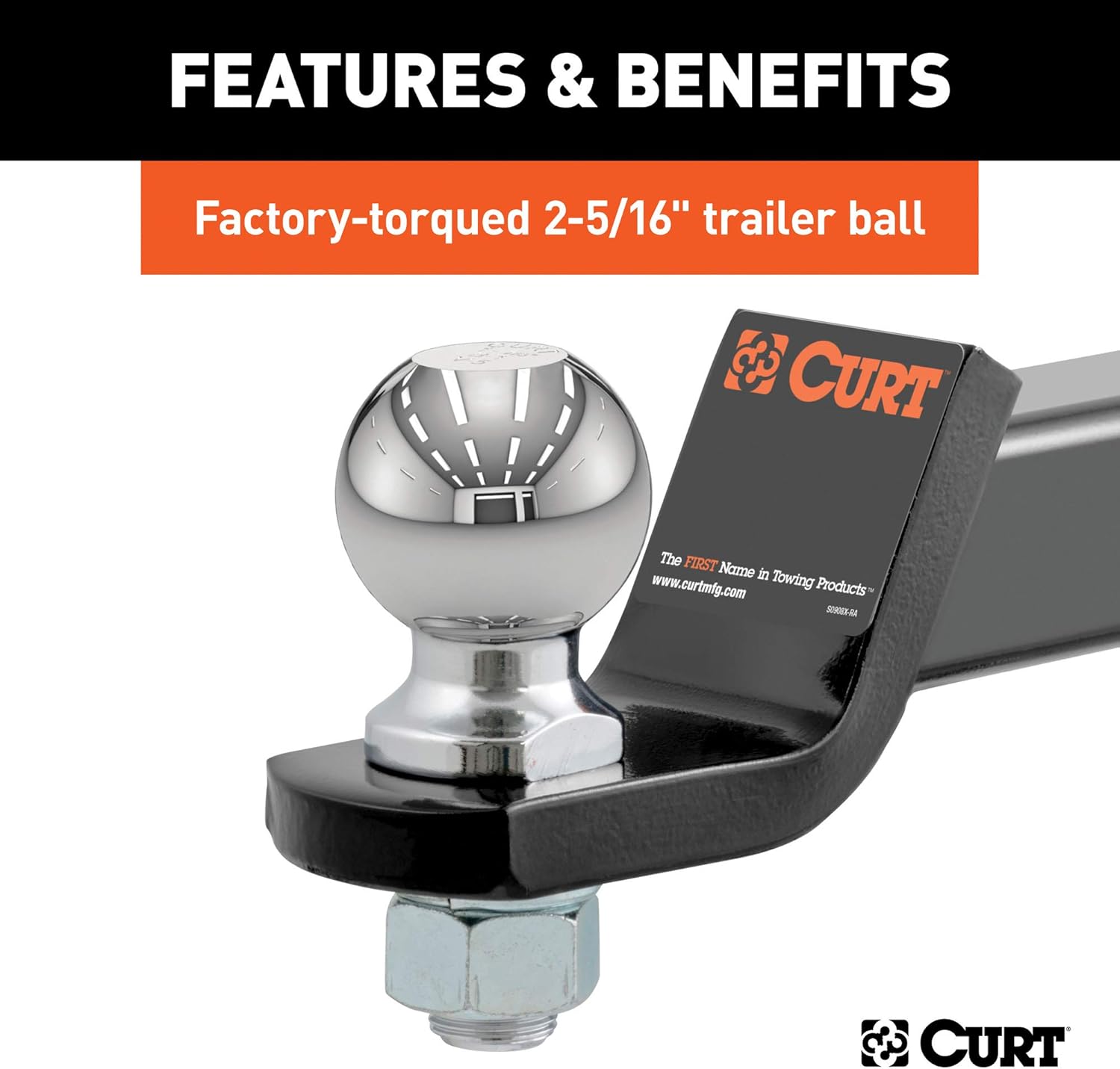 CURT 45041 Trailer Hitch Mount with 2-5/16-Inch Ball & Pin, Fits 2-Inch Receiver, 7,500 lbs, 2-In Drop: Automotive