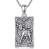 PELOVNY 12 Zodiac Sign Necklaces 925 Sterling Silver Constellation Tarot Card Pendant Necklace Astrology Horoscope Jewelry Birthday Gifts for Women Men