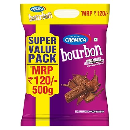 MRS. BECTOR'S CREMICA Bourbon Chocolate Sandwich Biscuits Pouch, 500 g