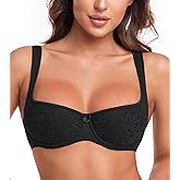 HACI Women's Sexy Balconette Bra Demi Half Cup Scoop Neck Push Up Lightly Padded Shelf Underwire Low Cut