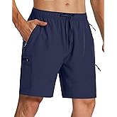 SERAMY Mens Hiking Cargo Shorts 7" Quick Dry Lightweight Stretch Drawstring Shorts with Zipper Pockets for Hiking Golf Casual