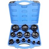 DPTOOL 13pc Spindle Nuts Socket Kit Axle Nut Socket Set for KM Groove Nuts | Ball Joints Axle Locknut Remove Install Locking Hub Socket, 4 Teeth Exterior with 1/2'' Drive KM00-KM12 Socket
