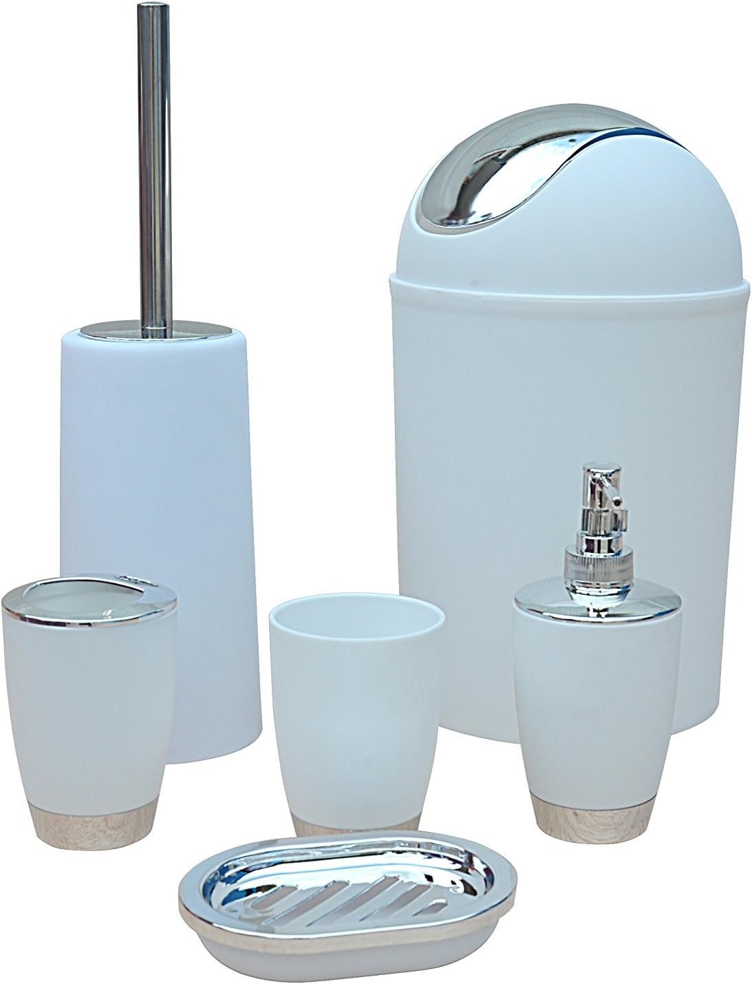 6 Piece Bathroom Accessory Set Bin Soap Dish Dispenser Tumbler