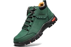 FLYLAND Men's Casual Leather Shoes Chukka Ankle Boots Handmade Fashion Shoes Non Slip Breathable Comfortable Mid Top for Driving Walking Outdoor