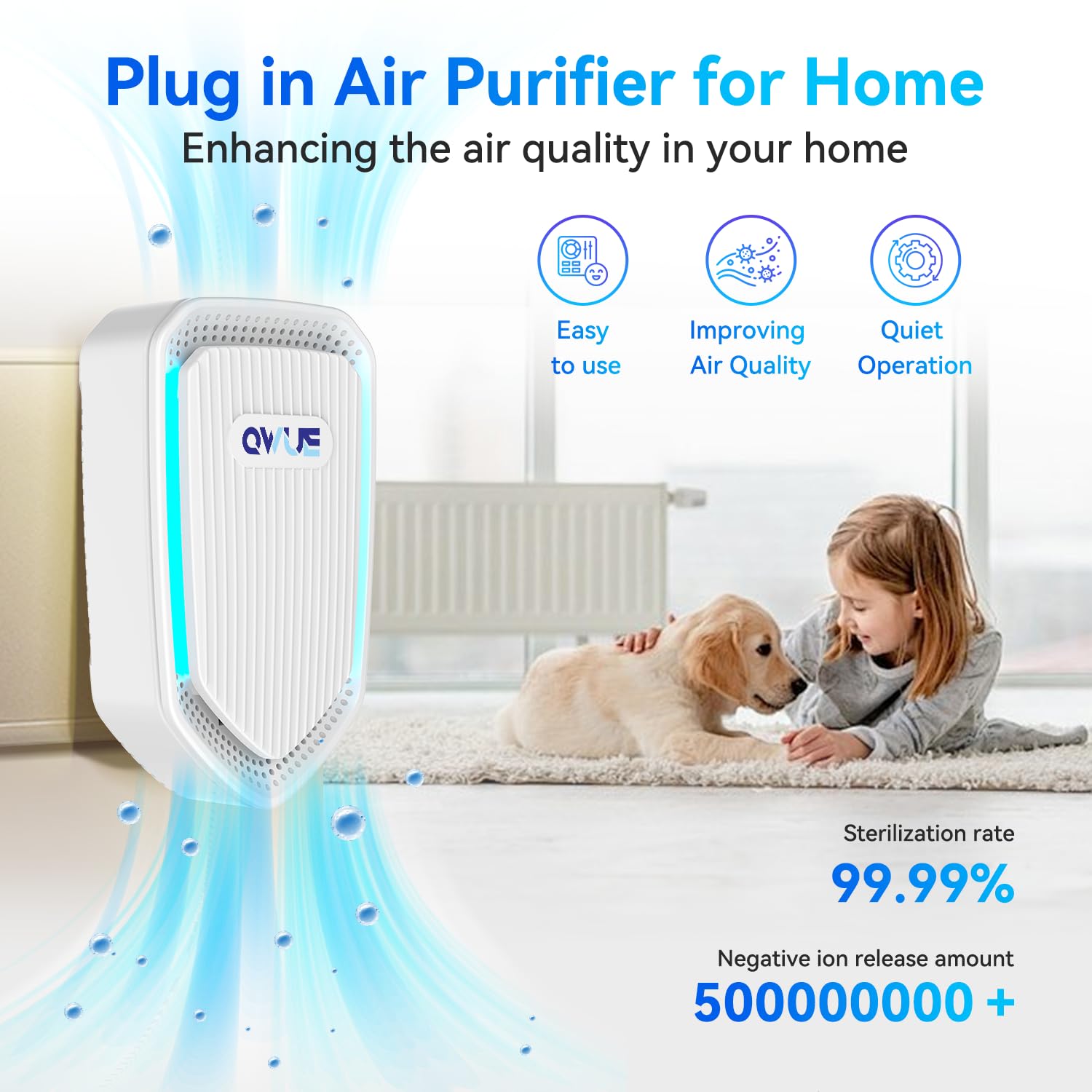 6Pack Air Ionizer Plug In, Filterless Home Negative Air Purifier, Quiet Air Freshener Portable Cleaner for Odors Smoke Dust, Air Purifiers for Home Office, Bedroom, Bathroom