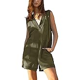 Faleave Women's Summer Casual Romper V Neck Tops Overall Shorts One Piece Athletic Workout Jumpsuit with Pockets
