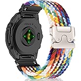 MiKoyi Nylon Band for 51mm of Garmin Fenix 8 Pro/Quatix 8/Tactix 8/D2 Mach 2, 26mm QuickFit Stretchy Braided Nylon Sport Strap for Garmin Fenix 7X/7X Pro/6X, D2 Mach 1 Pro, Enduro 3/2 - Rainbow
