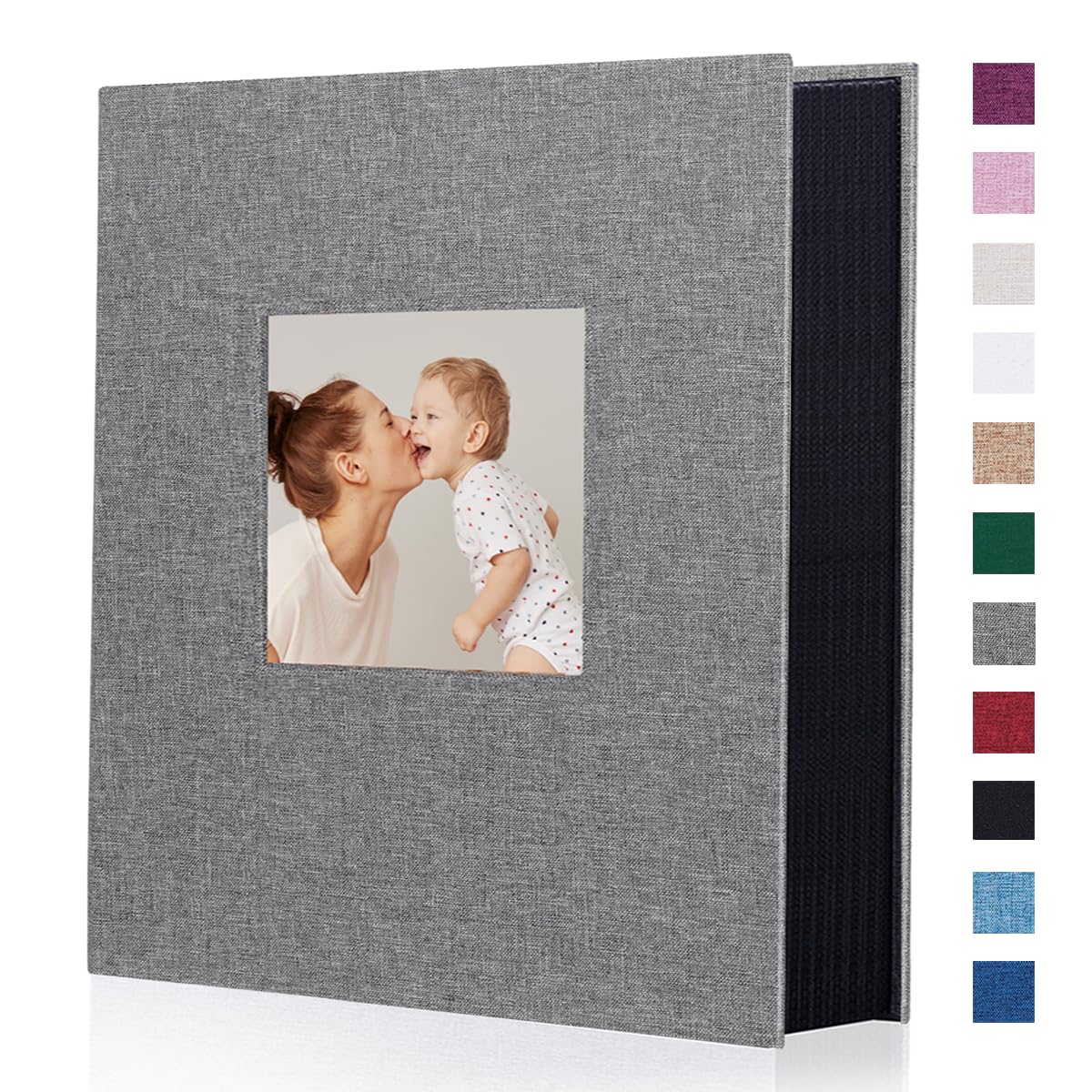 Miaikoe Photo Album 6x4 400 Pockets Slip in Large Capacity Album for Family Wedding Anniversary Linen Album Book Holds 400 Vertical 10x15cm Photos(400 Pockets, Grey)