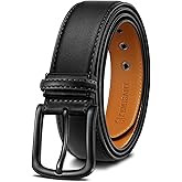 KEMISANT Men Leather Belt 7Holes Adjustable for Jean Casual Dress Golf 1 1/2"-Metal Hole Design-Cut For Fit
