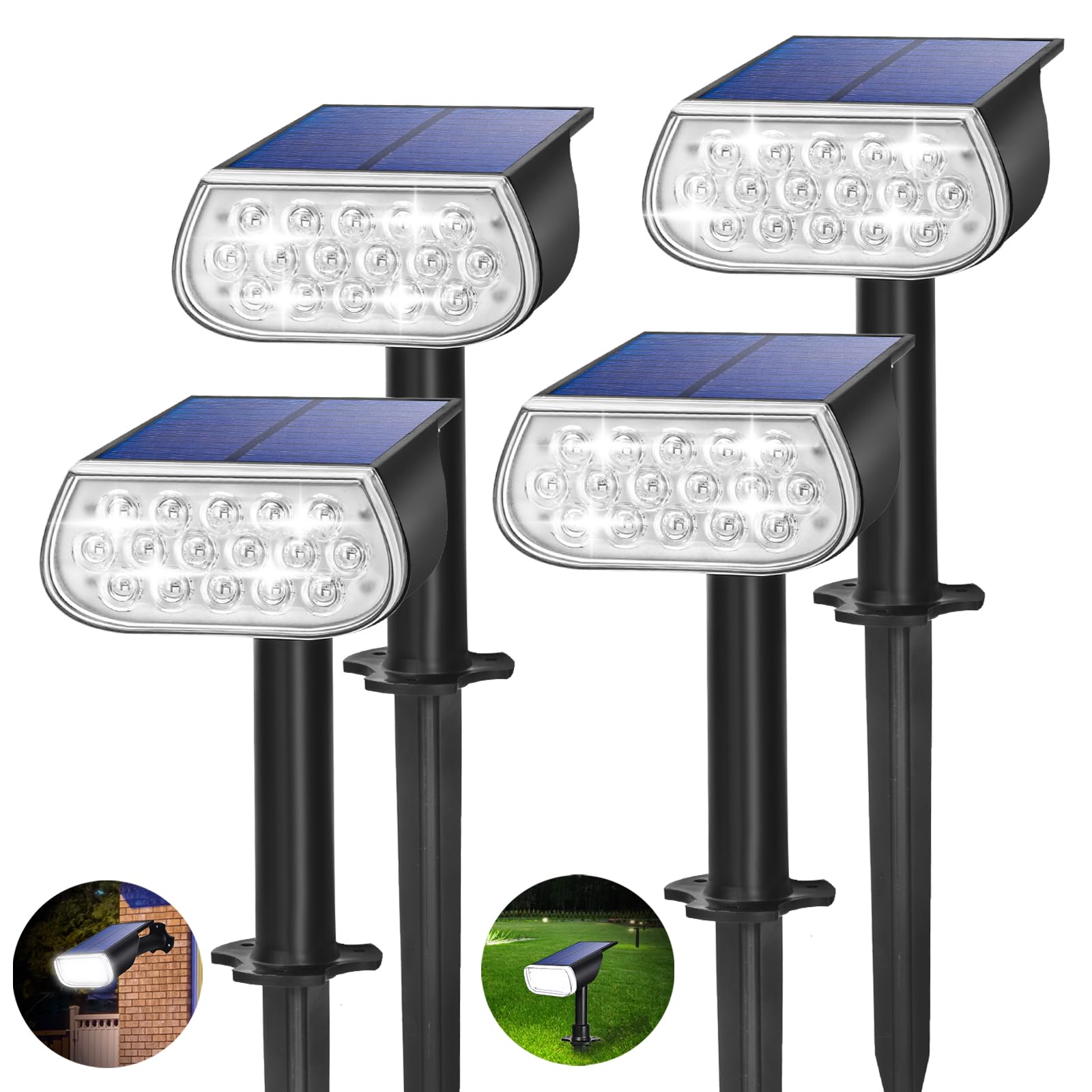 Photo 1 of WaitScher Solar Spot Lights Outdoor IP67 Waterproof Landscape Spotlights Dusk to Dawn Daylight 4 Pack