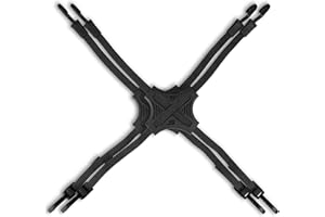 STAPLL Tack Strap – 4-Way Flat Bungee Cord with Rubber Pad Grip, Non-Slip Tie Down Straps for Motorcycle, ATV, Kayak, Cycling, Camping, Truck Storage, Adjustable Bungee Cords - 2 Pack (Black)