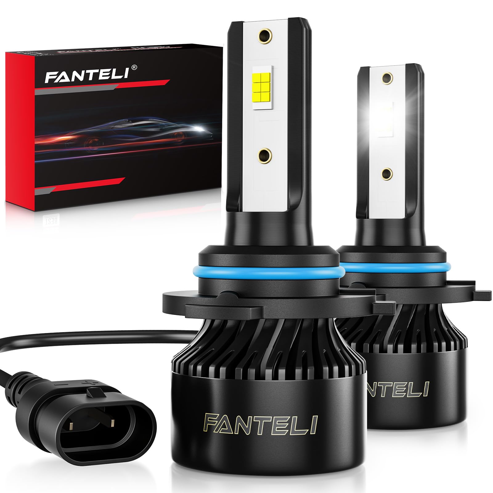 Photo 1 of FANTELI 9006 LED Bulb, 40000LM 900% Brighter 1:1 Size HB4 LED Bulb, Plug and Play 6000K Cool White, IP68 Waterproof, Pack of 2, Interior Lights Dome Map Door License Plate Lights
