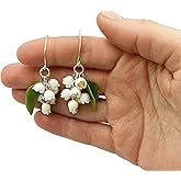 Lily of the valley flower earrings statement nature jewelry
