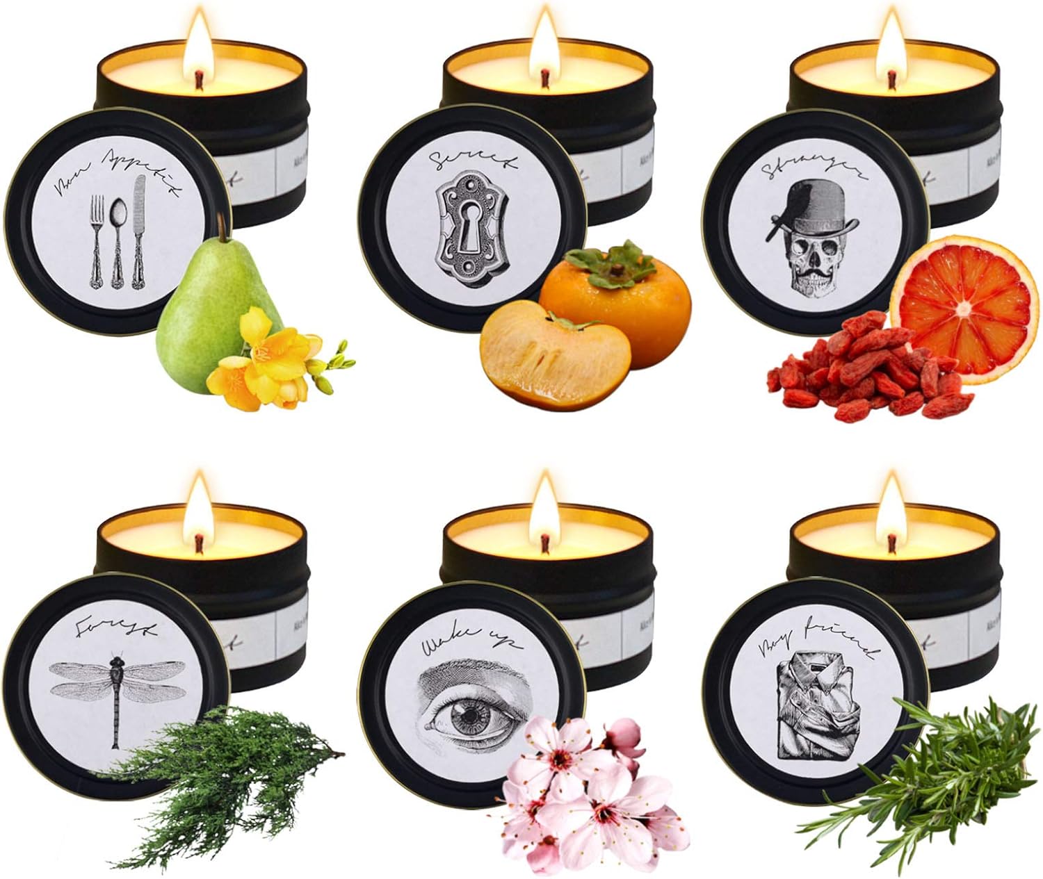 Candles, Scented Candle for Home Scented Rich Aromatherapy Candles for Women Stress Relief, Portable Soy Candles for Travel Jar Candles for Birthday Gift Idea for Girl Women( 6 Pack ): Home & Kitchen
