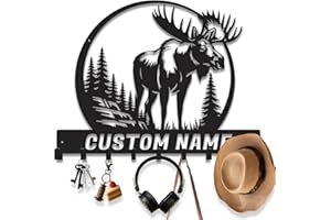 MetallicOne Personalized Moose Metal Key Holder, Forest Moose Key Rack & Coat Hook, Custom Rustic Entryway Organizer, Wildlif