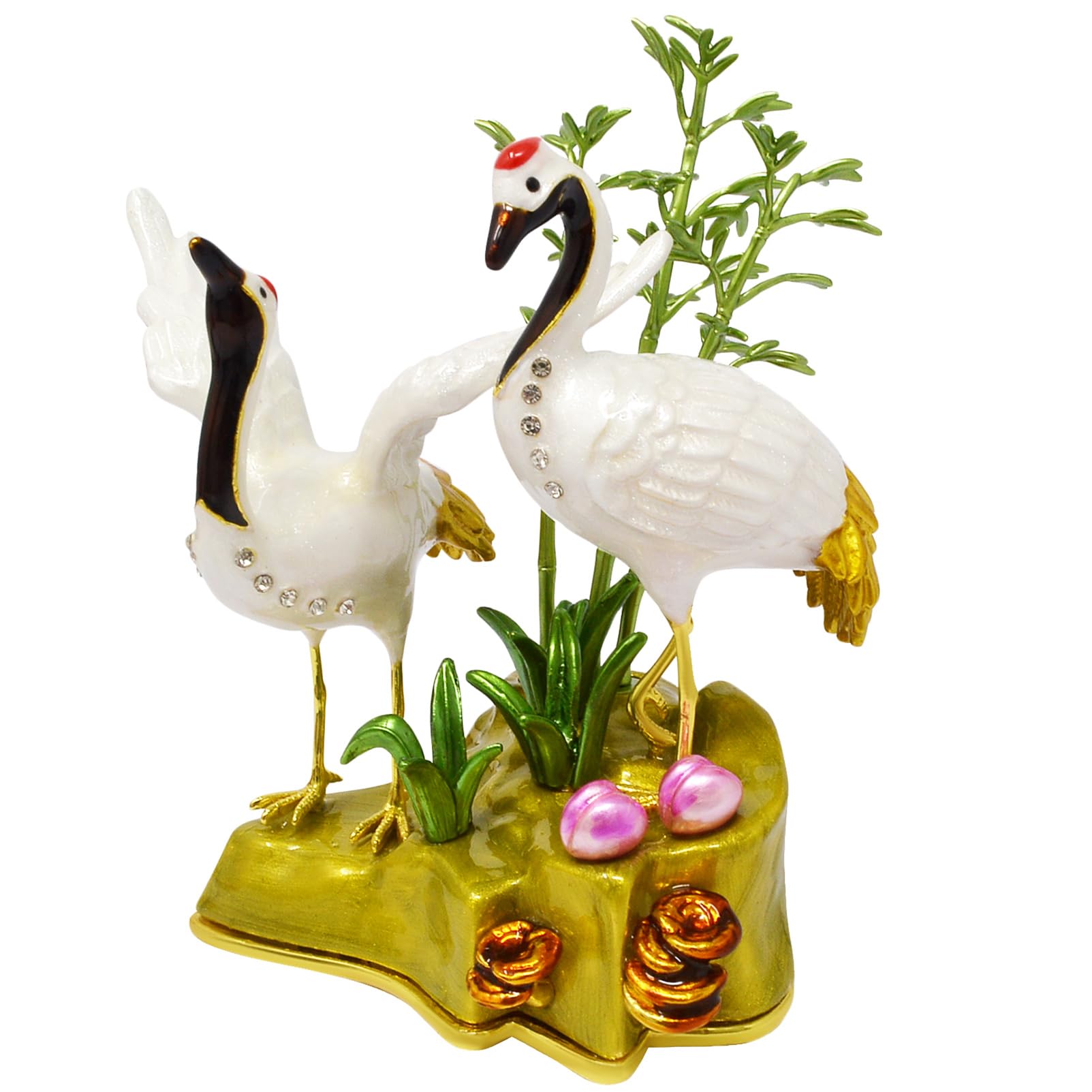 Juanxian Feng Shui Statue Pair Of Crane With Peaches & Bamboo Statue Harmony longevity Home Decor Wealth Prosperity New Year Gift W5514