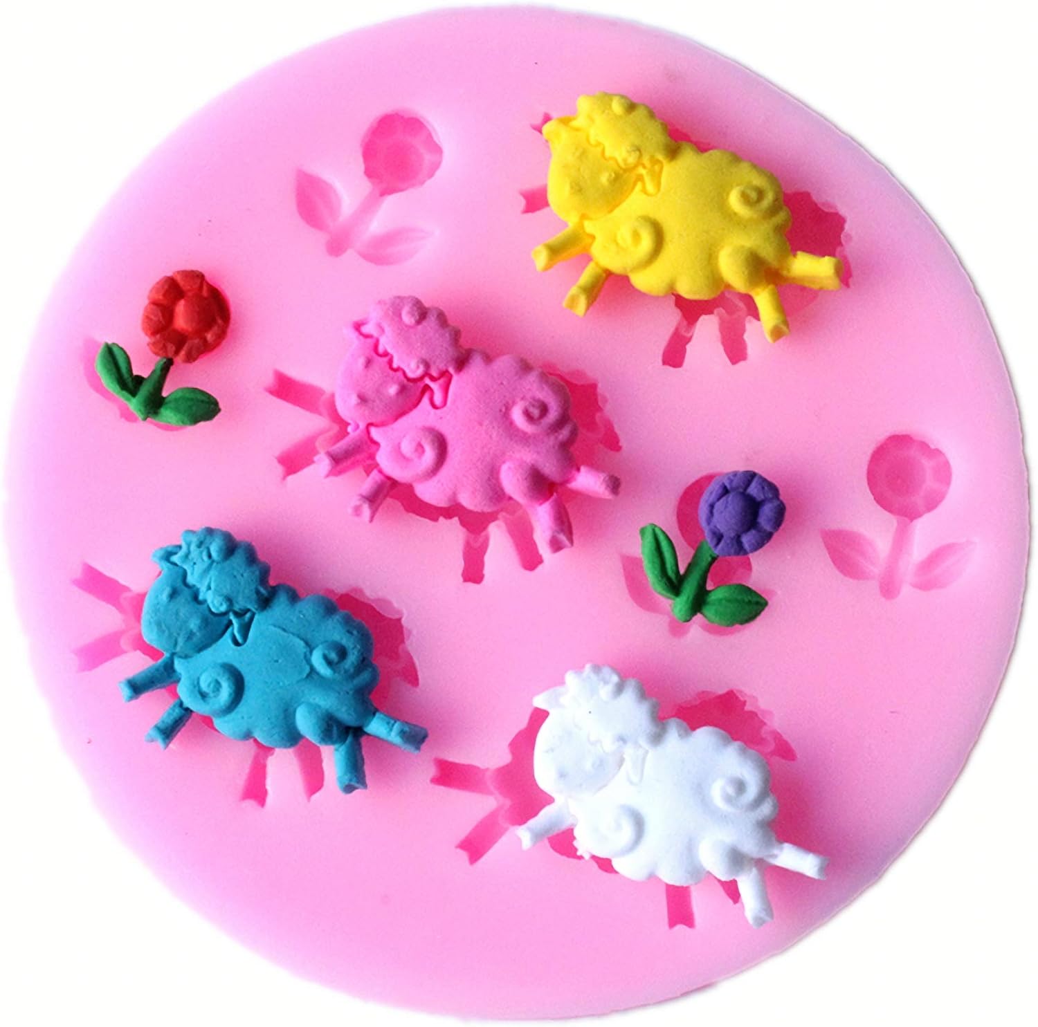 4+1 SHEEP LAMB Animal Chocolate Silicone Bakeware Cake Lolly Mould