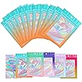 Funfery 100 Pack Holographic Bags,Mylar Resealable Bags with Zipper,Clear Window Packaging Pouch,Foil Bag for Food Storage,Sample Jewelry Bag(4×6in,Blue Orange)