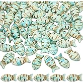 SUNNYCLUE 1 Box 50Pcs Fish Shaped Beads Turquoise Fish Beads Bulk Animal Synthetic Turquoise Dyed Stone Painted Sea Ocean Gemstone Loose Spacers for Jewelry Making DIY Earring Bracelet Necklace Craft
