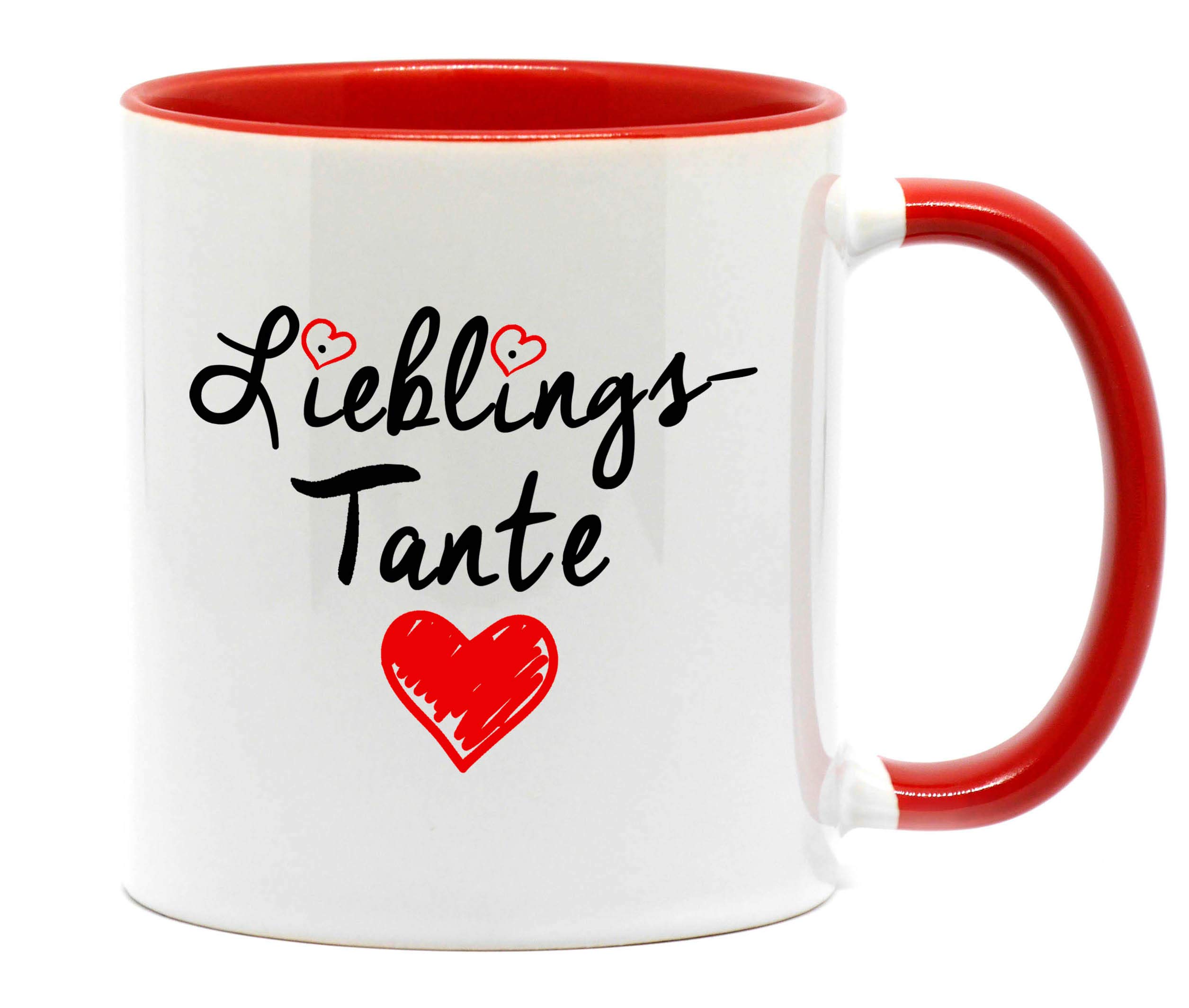 Nice-Presents-de Mug favourite aunt in, printed on both sides. A nice way to say something. A great gift for your favourite aunt, e.g. as a thank you. red