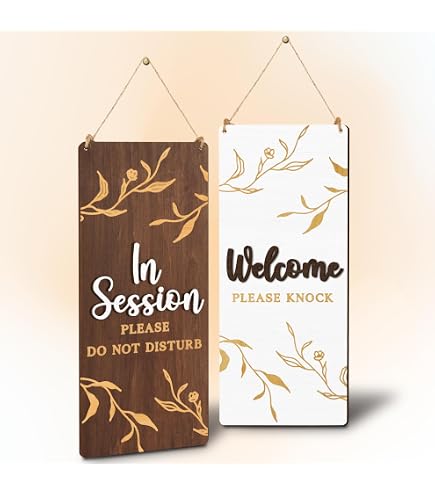 In Session Door Sign For Therapists – Wooden Do Not Disturb Plaque, Double-Sided, 5.9 Inch