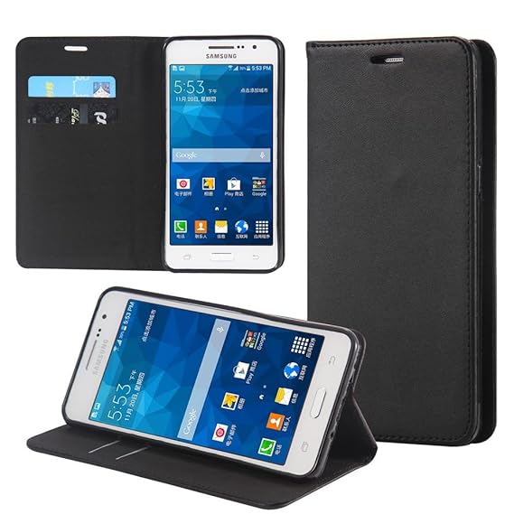 ECENCE Handyhülle Schutzhülle Case Cover kompatibel für Samsung Galaxy Grand Prime G530 Handytasche Schwarz 32010206