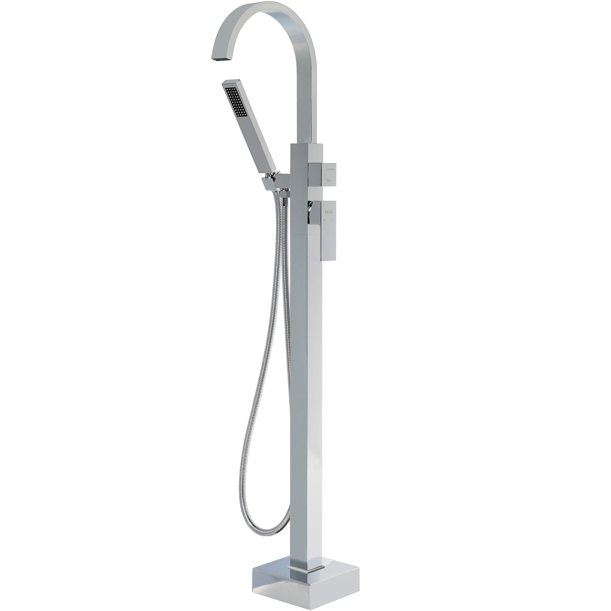Photo 1 of Freestanding Tub Faucets Chrome Bathtub Fillers Floor Mount Mounted Faucet Filler For Tubs Bathtubs LLGG High Flow 11.9GPM Bathroom With Handheld Shower RIGOBAL