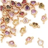 Bestewelry 28Pcs Heart Connector Charms Pendant 18K Gold Plated Pave Cubic Zirconia Heart Charms Crystal Hearts Link Charm with Double Loops for DIY Earrings Necklace Bracelet Jewelry Making