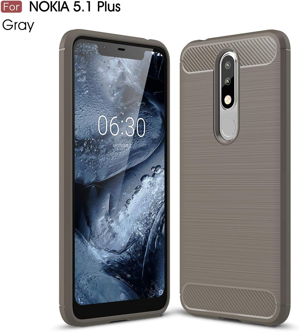 Nokia 5.1 Plus Case, Cruzerlite Carbon Fiber Shock Absorption Slim Case for Nokia 5.1 Plus (Gray)