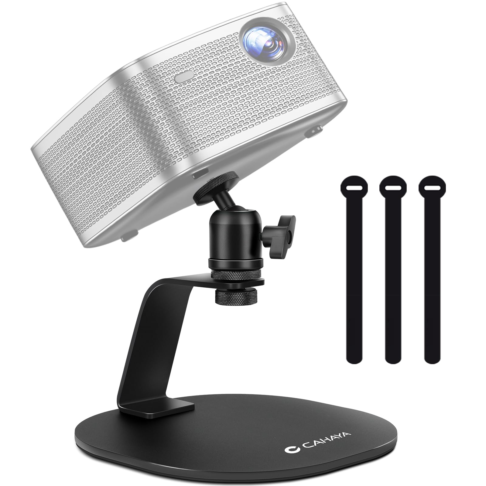 CAHAYA Desktop Projector Stand Mini - 360° Rotation 1/4'' Mounting Screw Compatible with Most Projectors Cameras Monitors - 5kg Load Capacity - Cable Storage with 3 Organizers, Model CY00375-1
