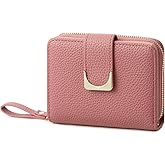 LEEXTON Small Wallet for Women RFID Blocking Leather Compact Bifold Wallets with Zipper Coin Pocket and ID Window