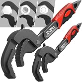 YBQSPLY Pipe Wrench Set, 10&rdquo; and 15&rdquo; Self Adjusting Wrench 2 Pipe Vise Wrench for 0.55&ldquo;-2.48&rdquo;/14-60mm Standard Nuts, Irregular Nuts, Pipes Use
