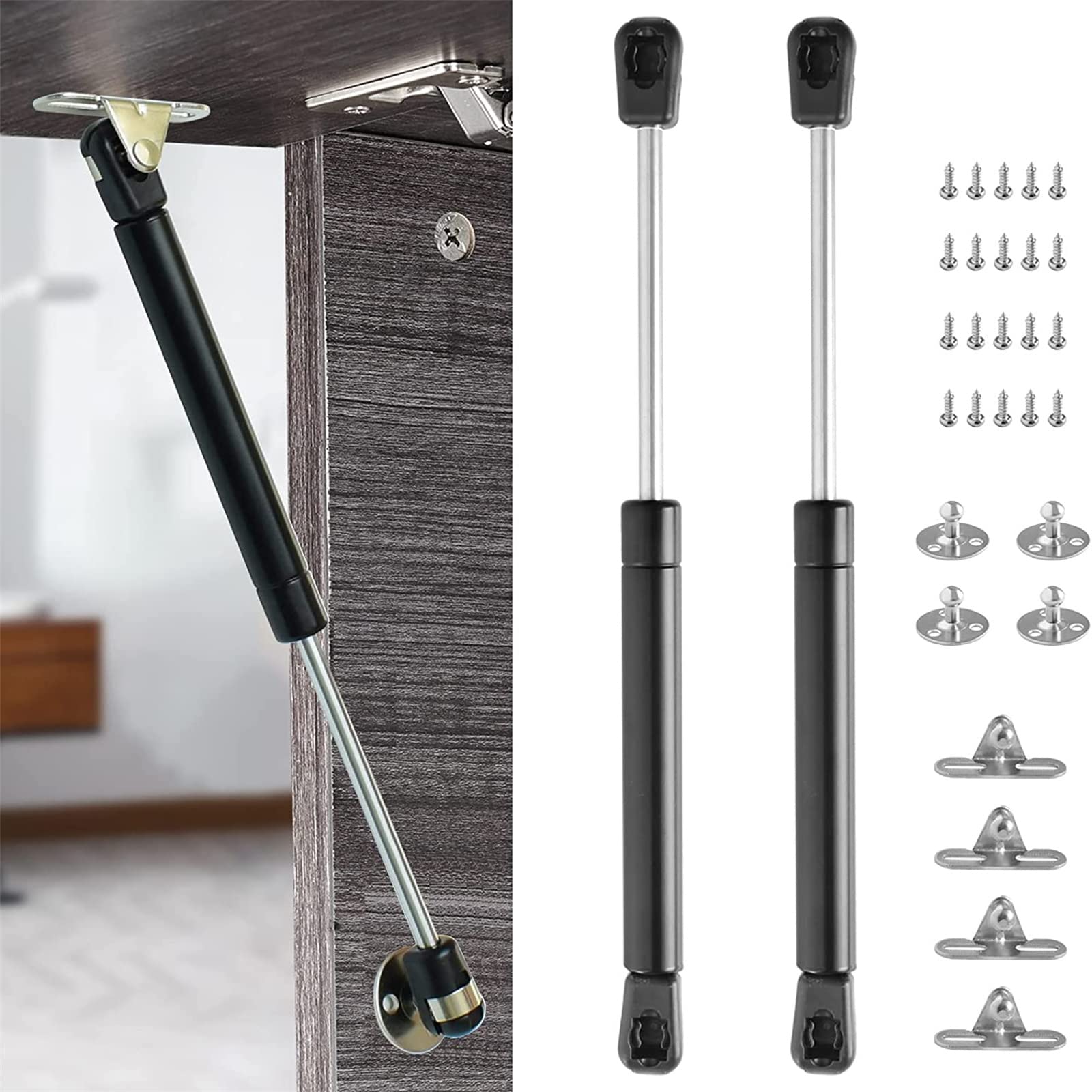 Photo 1 of vrbabies 2 Pack 100N/22.5lb Gas Strut, 10in Gas Struts for Cabinets Heavy Lid, Gas Spring for Lift Support Hydraulic Hinges for Toy Box, Truck Door Hinges Shock Absorber Soft Close Hinge for Toolbox