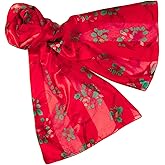 Candy Canes, Holly and Ribbons Christmas Holiday Scarves with Gift Box Option