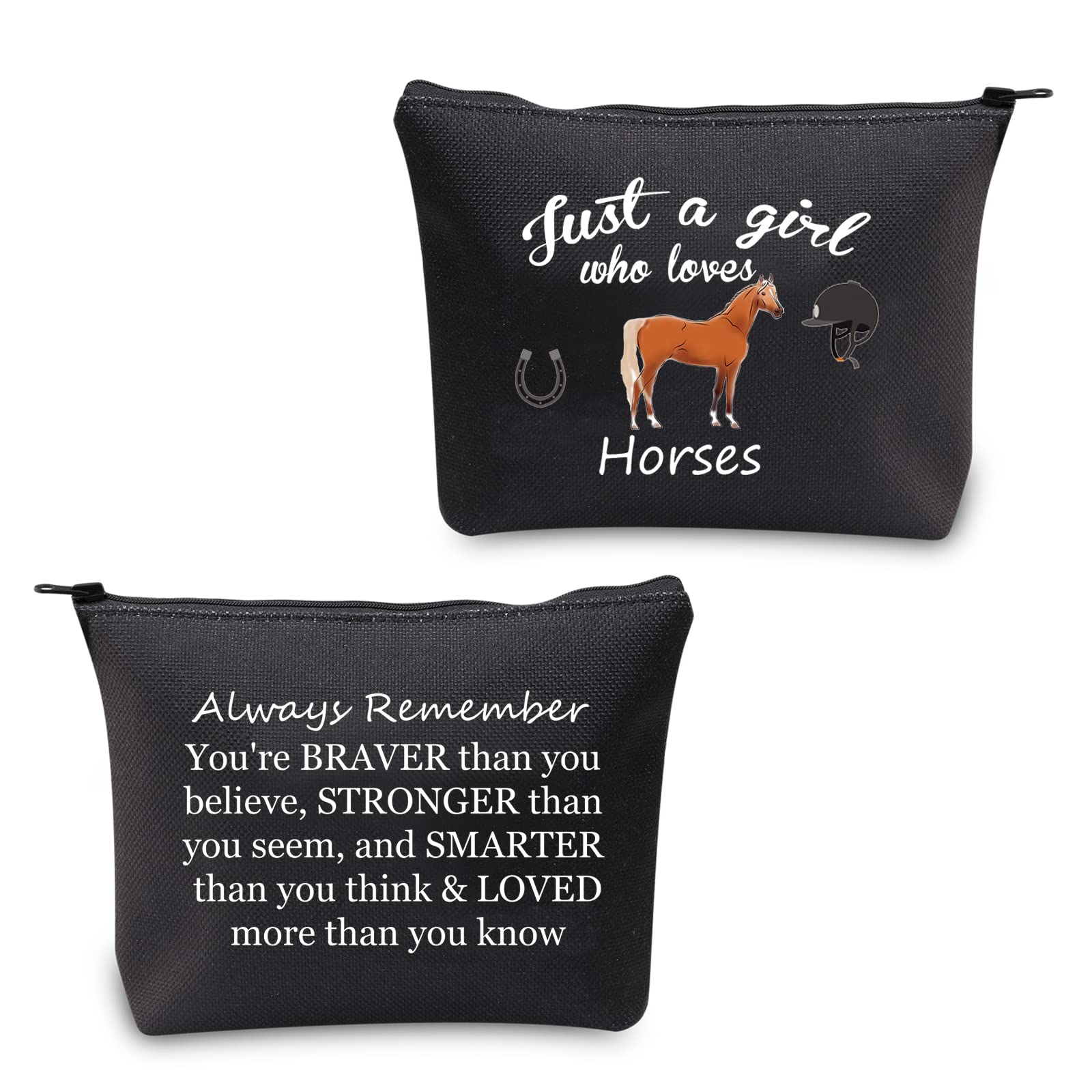 Horses Gifts for Girls Horse Makeup Bag Just a Girl Who Loves Horses Lover Gifts Horses Cosmetic Bag Zipper Pouch Travel Bag Pencil Case Organizer Storage