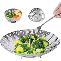 Steamer Basket Stainless Steel Vegetable Steamer Basket for Zocy Steaming Cooking (Small (5" to 9"))