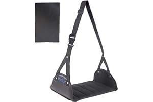 BLUESKYE Airplane Foot Rest Hammock with Flat Rigid Base for Plane, Car & Desk - Travel Essentials, Portable, Perfect for Adults & Kids
