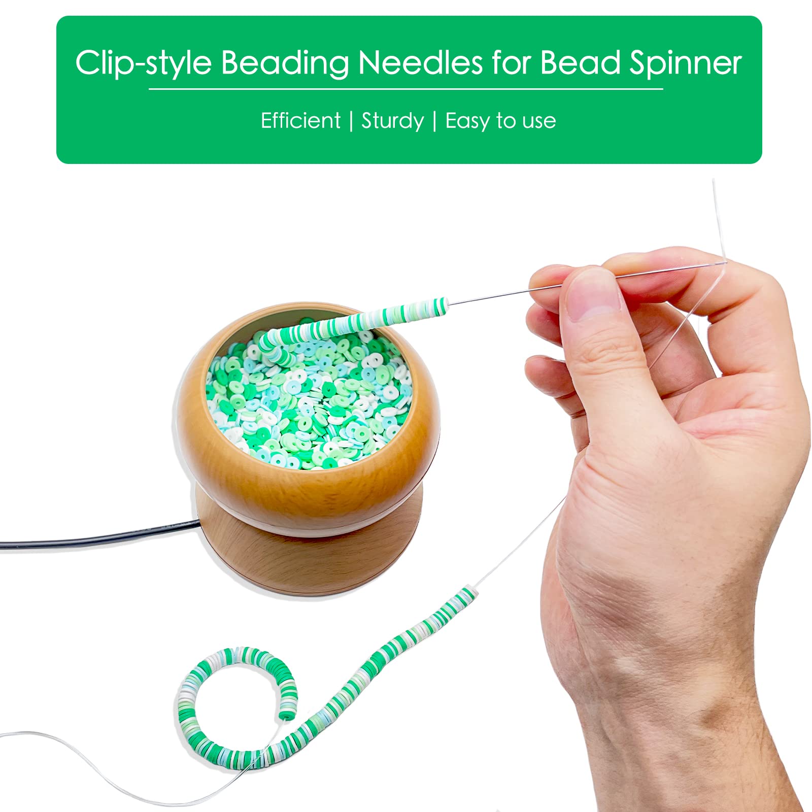 Xmada 4-Pack Clip-Style Beading Needles - 6.7 inches, 0.7mm Diameter, Efficient & Sturdy for Jewelry Making (4-Curved)